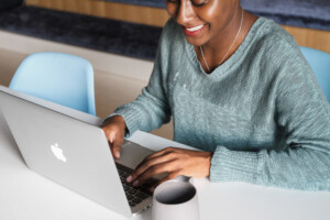 Woman using laptop